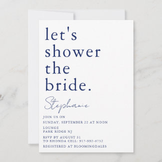 Invitación Sencilla ducha de novia moderna y blanca de la mar