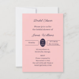 Invitación Sencilla ducha de novia personalizada Peach