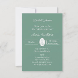 Invitación Sencilla ducha de novia personalizada verde