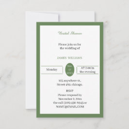 Invitación Sencilla ducha de novia personalizada verde