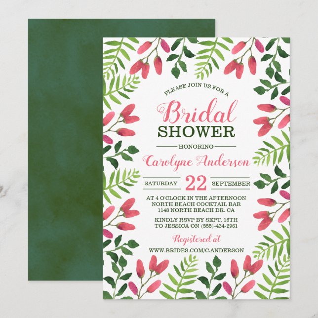 Invitación Sencilla ducha de novias con efecto de rebote de p (Anverso / Reverso)