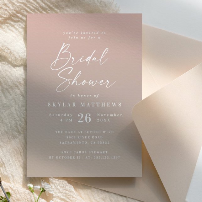 Invitación Sencilla ducha de novias Rubor rosa y beige (Subido por el creador)