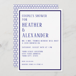Invitación Sencilla Ducha de Parejas Geométricas Hexágonas Mo
