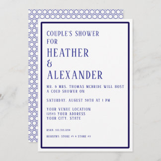 Invitación Sencilla Ducha de Parejas Geométricas Hexágonas Mo