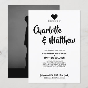 Invitación Sencilla elegancia Audaz Guión Foto Boda moderno