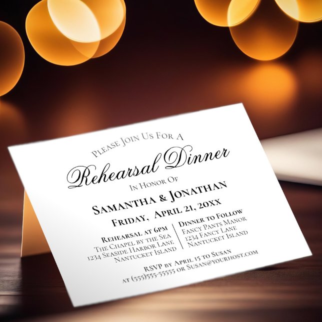 Invitación Sencilla elegancia Boda Ensayo Cena (Subido por el creador)