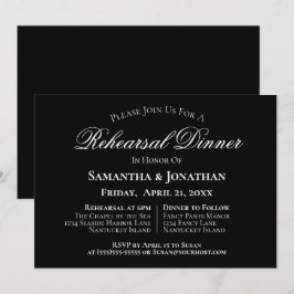 Invitación Sencilla elegancia Boda negro ensayar cena