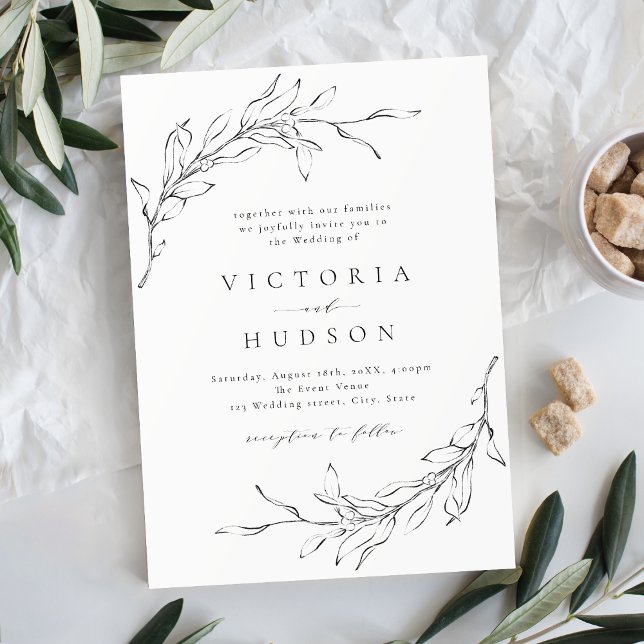Invitación Sencilla elegancia botánica boda rústico (Subido por el creador)