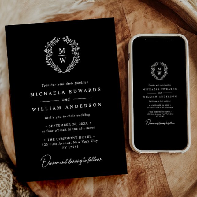 Invitación Sencilla elegancia Botánica sólo Boda de texto de  (Subido por el creador)