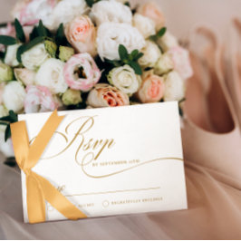 Invitación Sencilla elegancia de la Boda de Guión Dorado RSVP