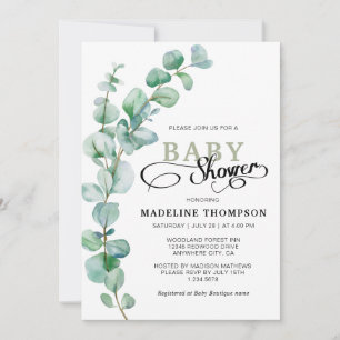 Invitación Sencilla elegancia Eucalyptus Greenery Baby Shower