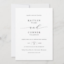 Invitación Sencilla Elegancia Lujo Bodas en Blanco y Negro