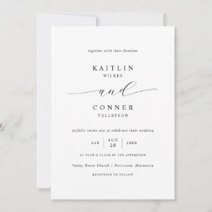 Invitación Sencilla Elegancia Lujo Bodas en Blanco y Negro