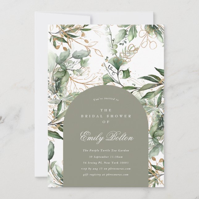 Invitación Sencilla elegancia Moss Arch Eucalyptus Pampas Boh (Anverso)