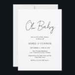 Invitación Sencilla elegancia Rustic Script Moderno Baby Show<br><div class="desc">Moderna invitación a la ducha de bebé blanca y negra con un diseño sencillo con "Oh Baby" en una tipografía de estilo rústico. Esta elegante invitación neutra de género con un diseño minimalista es genial si estás teniendo un niño o un chica.</div>