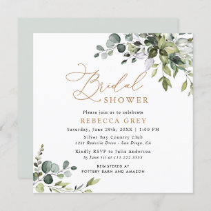 Invitación Sencilla Elegancia Script Dorado Greenery Bridal S