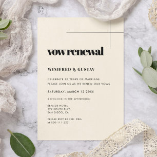Invitación Sencilla elegancia y moda boda Vow Renovación