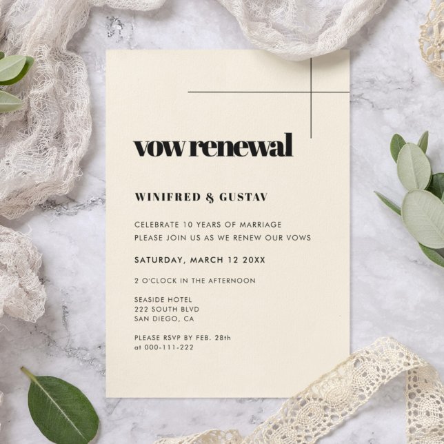 Invitación Sencilla elegancia y moda boda Vow Renovación (Subido por el creador)