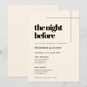 Invitación Sencilla elegancia y moda La noche antes del ensay