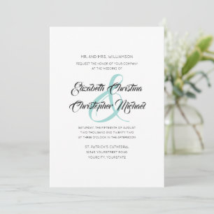 Invitación Sencilla Elegante Ampersand de Teal Polvoriento Am