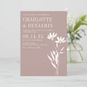 Invitación Sencilla Elegante Boda de Marfil Polvoriento Malva