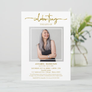 Invitación Sencilla Elegante Celebración de la Vida Funeral F