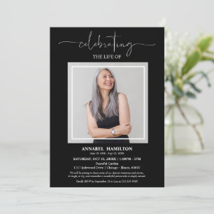 Invitación Sencilla Elegante Celebración de la Vida Funeral F