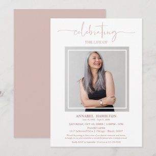 Invitación Sencilla Elegante Celebración de la Vida Funeral F