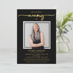 Invitación Sencilla Elegante Foto de Funeral En Memoria Amoro