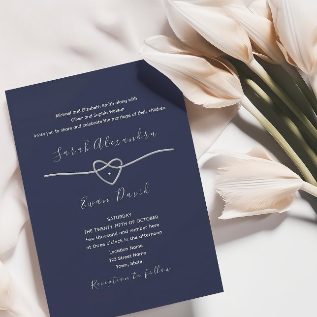 Invitación Sencilla Elegante Moderna Boda Azul Marino (Subido por el creador)