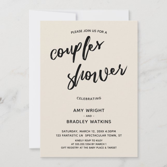 Invitación Sencilla, escritura a mano Parejas de Cream Baby S (Anverso)