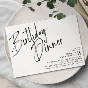 Invitación Sencilla escritura moderna Cena de cumpleaños en b