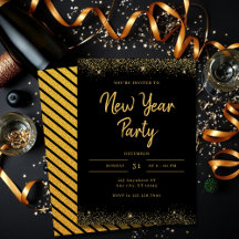 Sencilla Fiesta de Año Nuevo con Brillo Dorado y N