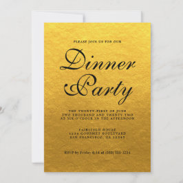 Invitación Sencilla Fiesta de Cena con Caligrafía Dorada Chic