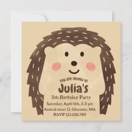 Invitación Sencilla fiesta de cumpleaños de erizo al agua