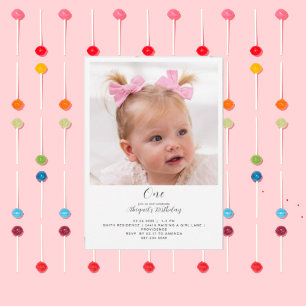 Invitación Sencilla fiesta de cumpleaños número 1 con foto