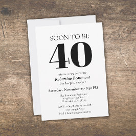 Invitación Sencilla Fiesta de Cumpleaños Sorpresa Moderno 40