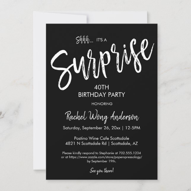 Invitación Sencilla Fiesta de Cumpleaños y Jubilación Sorpres (Anverso)