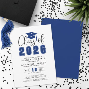 Invitación Sencilla Fiesta de Graduación Azul