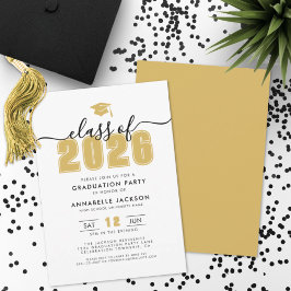 Invitación Sencilla Fiesta de Graduación con Dorado