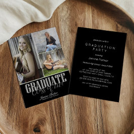 Invitación Sencilla fiesta de graduación de foto negra modern