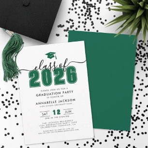 Invitación Sencilla Fiesta de Graduación Verde
