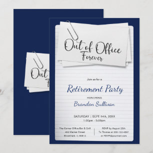 Invitación Sencilla Fiesta de Jubilación Fuera de la Oficina