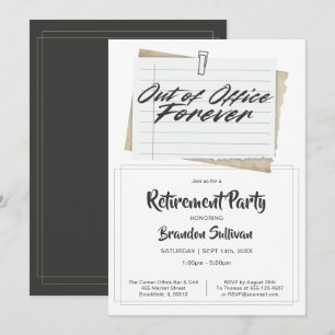 Invitación Sencilla Fiesta de Jubilación Fuera de la Oficina