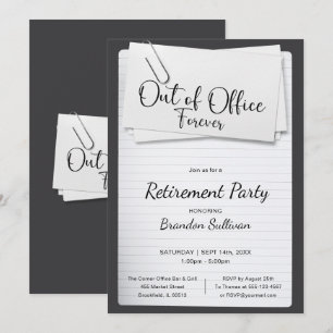 Invitación Sencilla Fiesta de Jubilación Fuera de la Oficina
