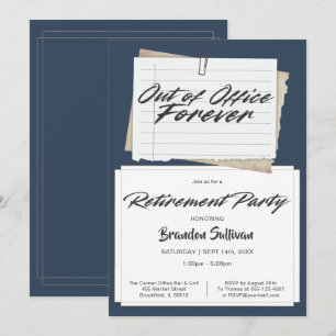 Invitación Sencilla Fiesta de Jubilación Fuera de la Oficina 