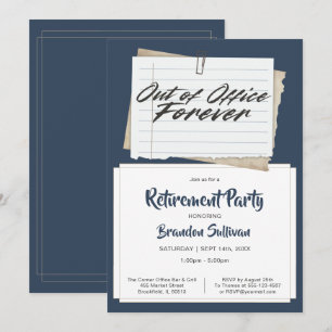 Invitación Sencilla Fiesta de Jubilación Fuera de la Oficina