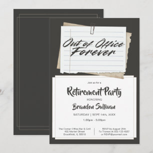 Invitación Sencilla Fiesta de Jubilación Fuera de la Oficina