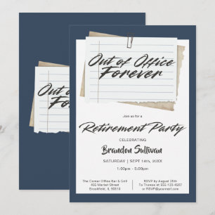 Invitación Sencilla Fiesta de Jubilación Fuera de la Oficina 