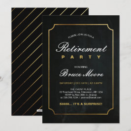 Invitación Sencilla Fiesta de Jubilación Sorpresa Dorada y El